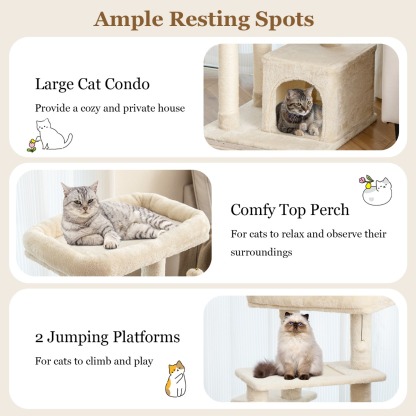 Furfurst Indoor Plush 4-Layer Cat Tree with Scratching Posts