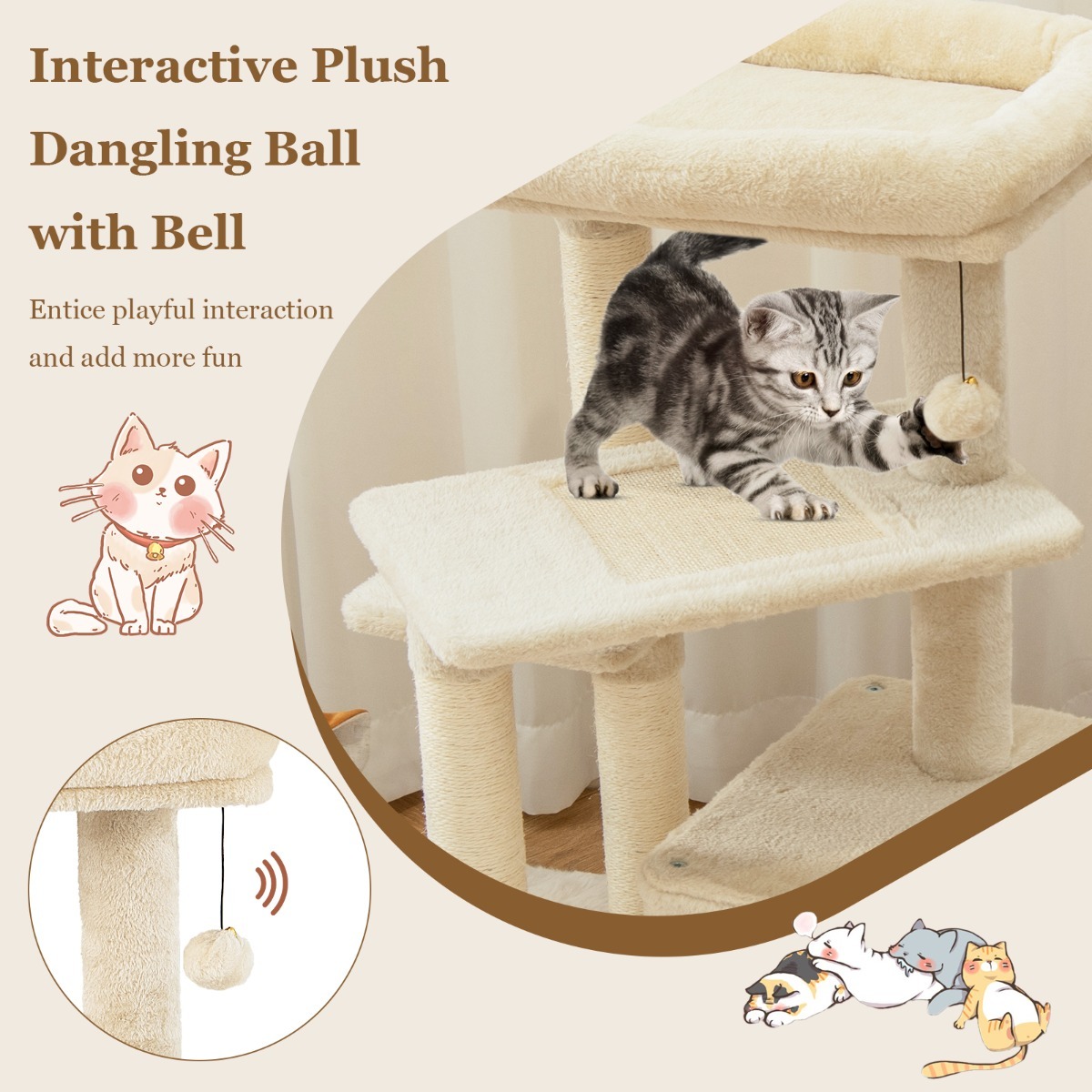 Furfurst Indoor Plush 4-Layer Cat Tree with Scratching Posts