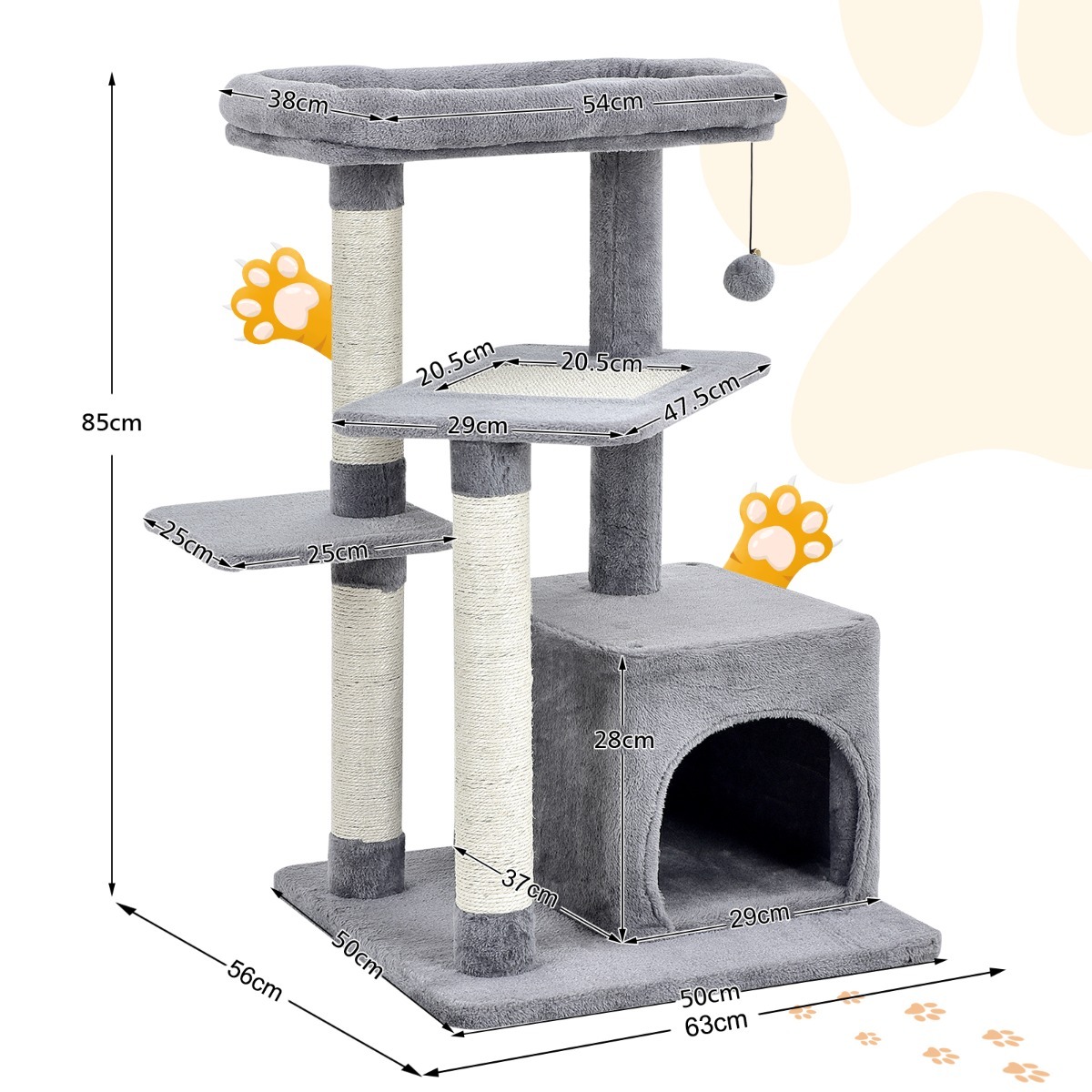 Furfurst Indoor Plush 4-Layer Cat Tree with Scratching Posts