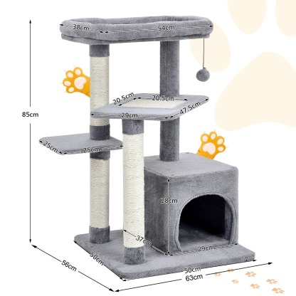 Furfurst Indoor Plush 4-Layer Cat Tree with Scratching Posts