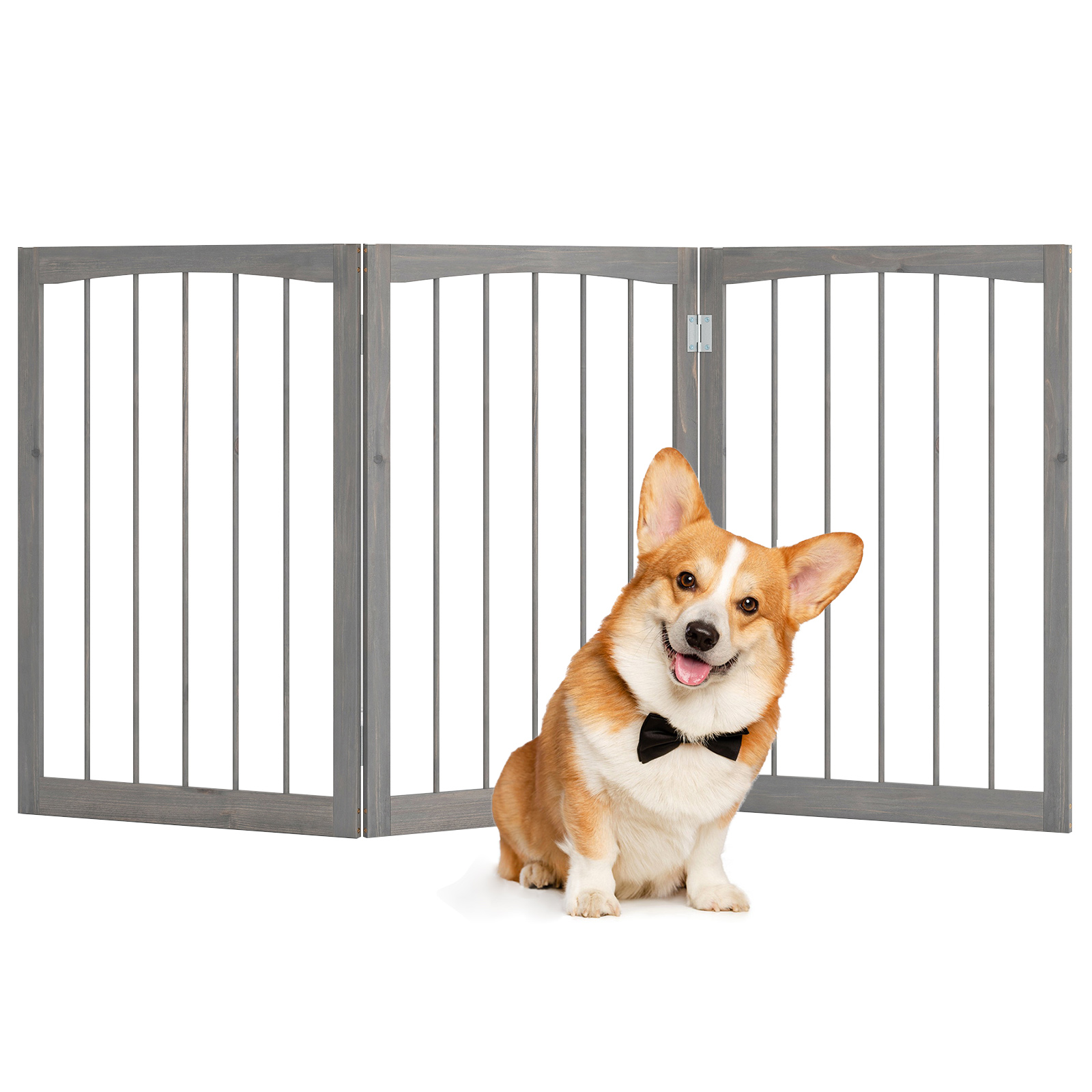 Dog Gate, 76 cm Tall Wooden Pet Fence for Indoor House Doorway Hallway Stairs Porch