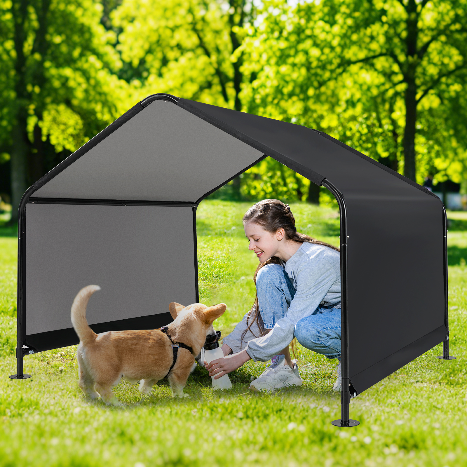 Furfurst Dog Shade Shelter with Waterproof Roof for Large Medium Small Breeds