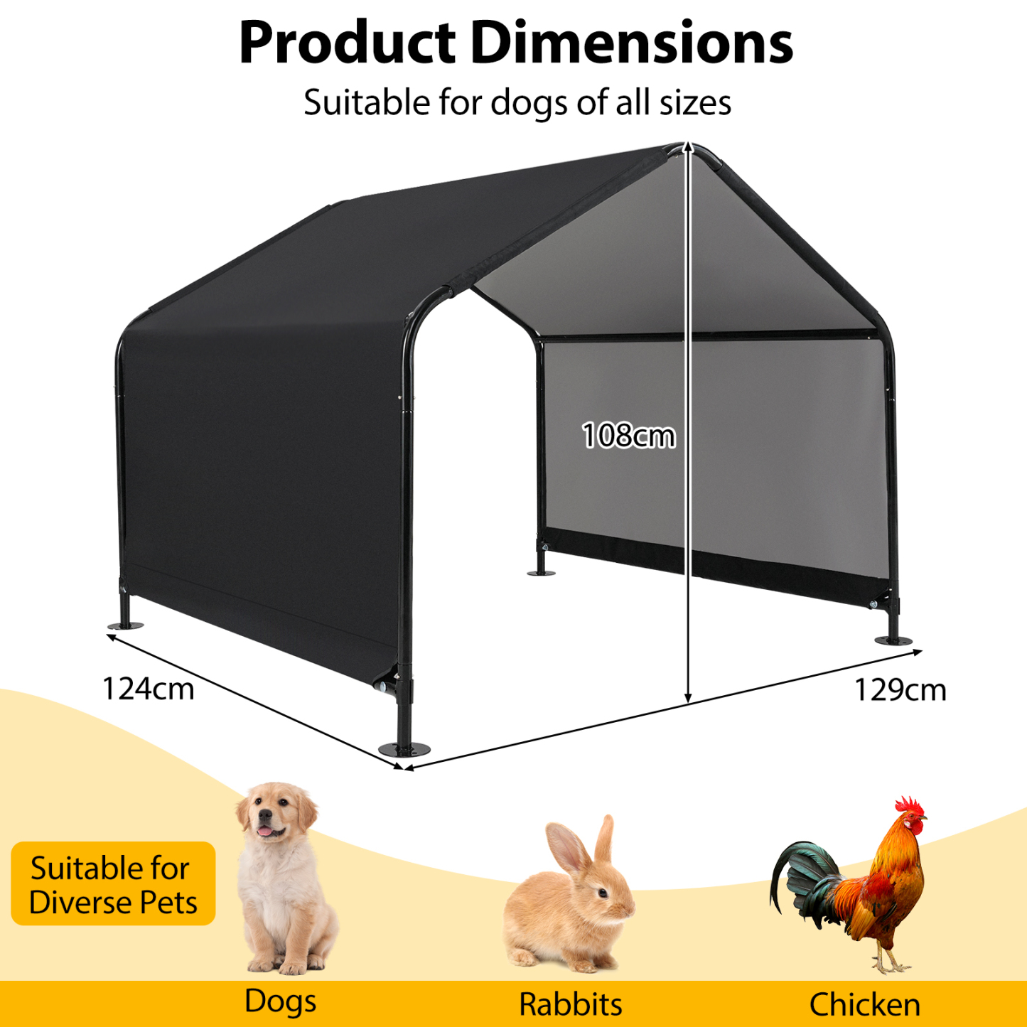 Furfurst Dog Shade Shelter with Waterproof Roof for Large Medium Small Breeds