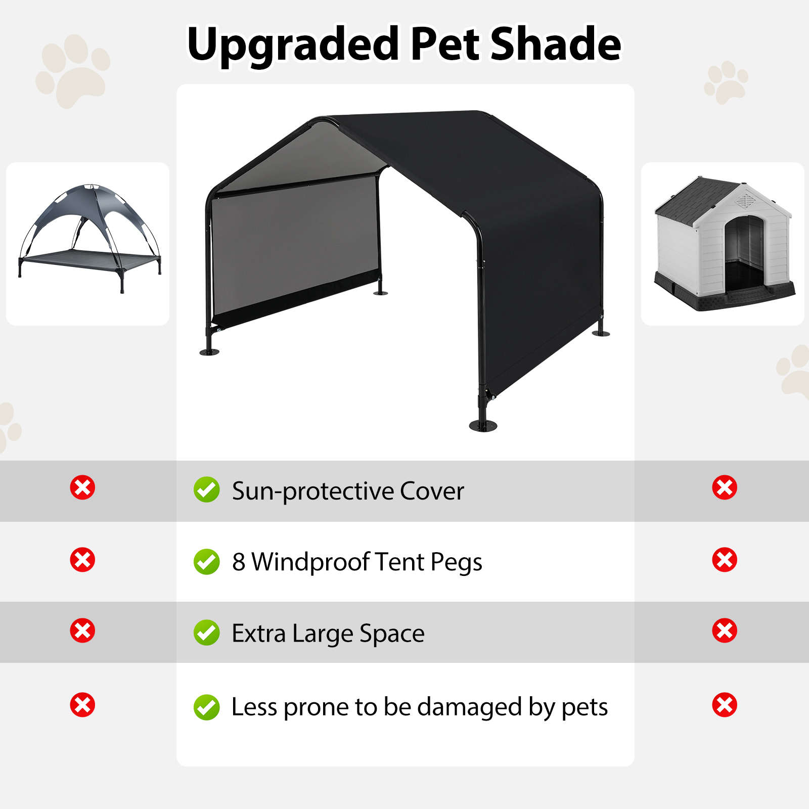 Furfurst Dog Shade Shelter with Waterproof Roof for Large Medium Small Breeds