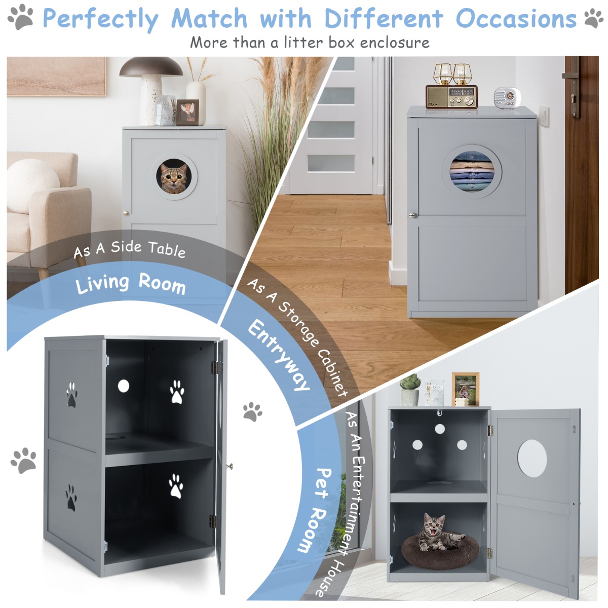 Furfurst 2-Tier Litter Box Enclosure with Anti-Toppling System