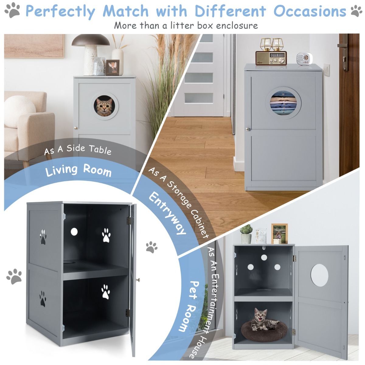 Furfurst 2-Tier Litter Box Enclosure with Anti-Toppling System