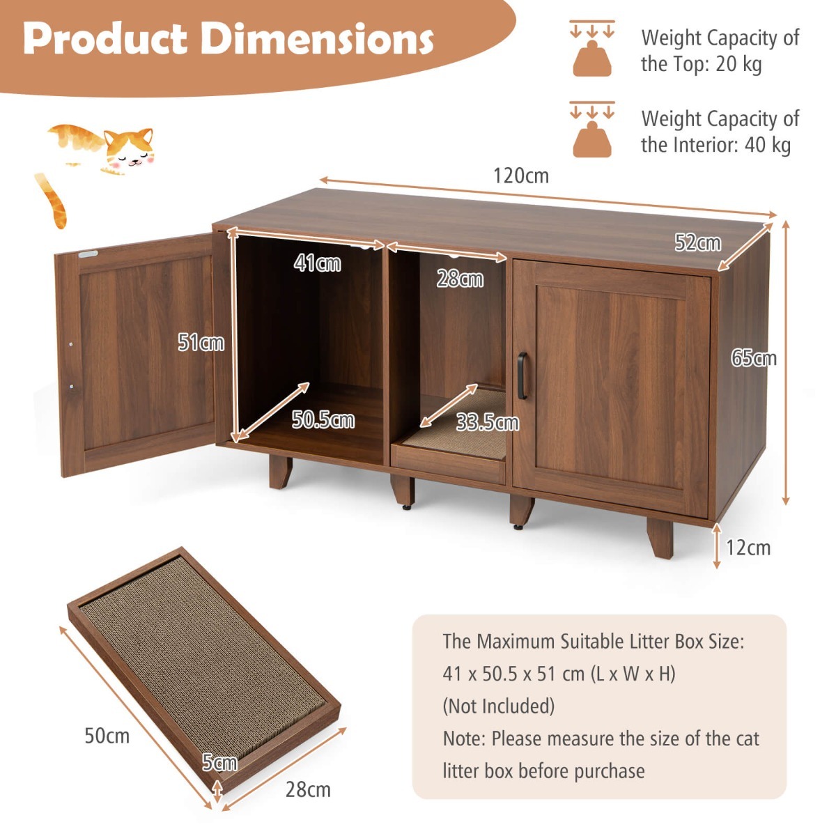 Cat furniture Litter Box Enclosure TV Stand-FURFURST