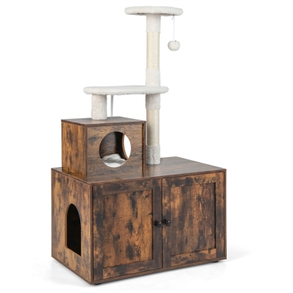 Furfurst 2-in-1 Cat Tree with Litter Box Enclosure & Sisal Scratching Posts