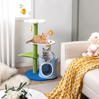 Furfurst 4-Tier Modern Cat Tree Tower with Sisal Scratching Post Jingling Balls