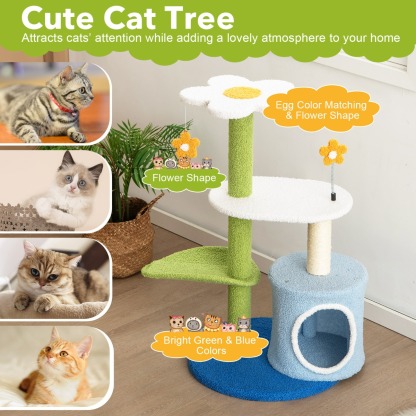 Furfurst 4-Tier Modern Cat Tree Tower with Sisal Scratching Post Jingling Balls