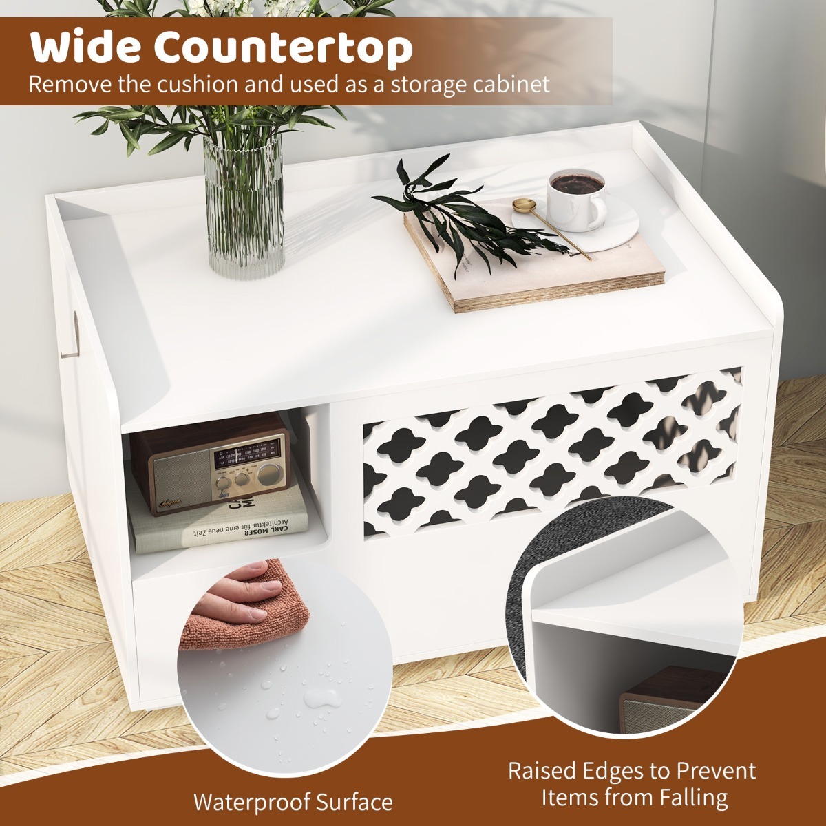 Furfurst Cat Litter Box Enclosure with Removable Cushion for Pets