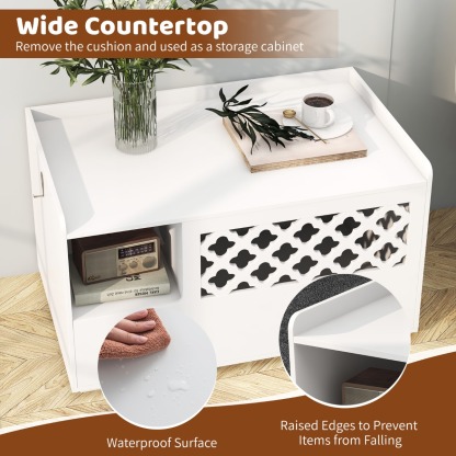 Furfurst Cat Litter Box Enclosure with Removable Cushion for Pets