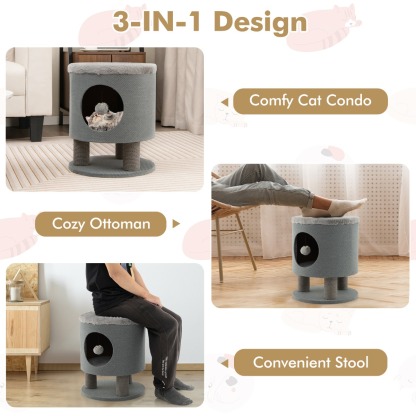 Furfurst Cat Condo Stool Pet House Ottoman Bed for Indoor Cats