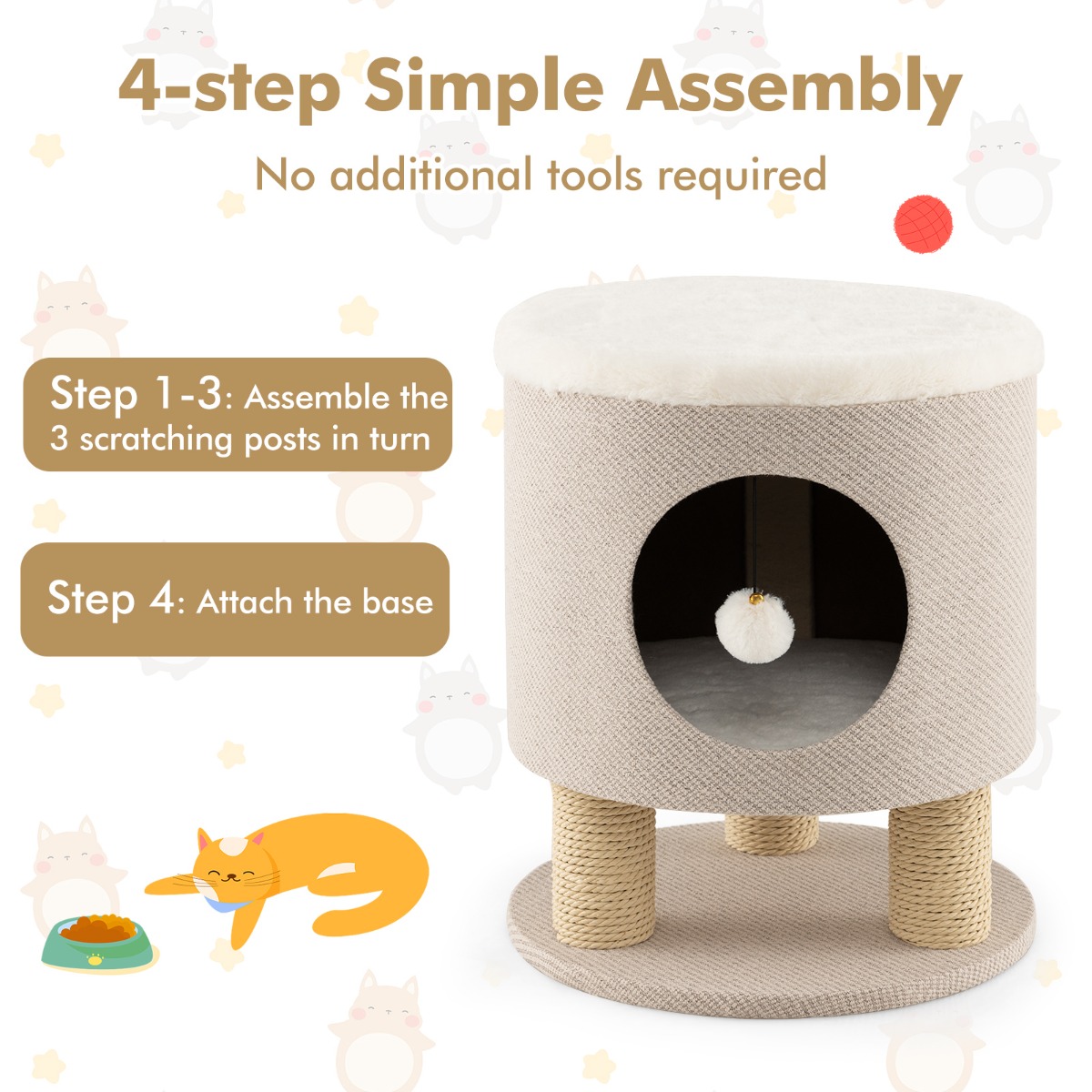 Furfurst Cat Condo Stool Pet House Ottoman Bed for Indoor Cats