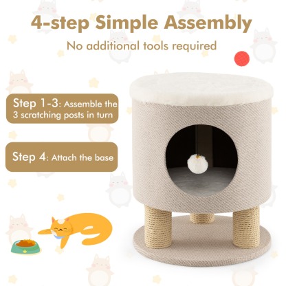 Furfurst Cat Condo Stool Pet House Ottoman Bed for Indoor Cats