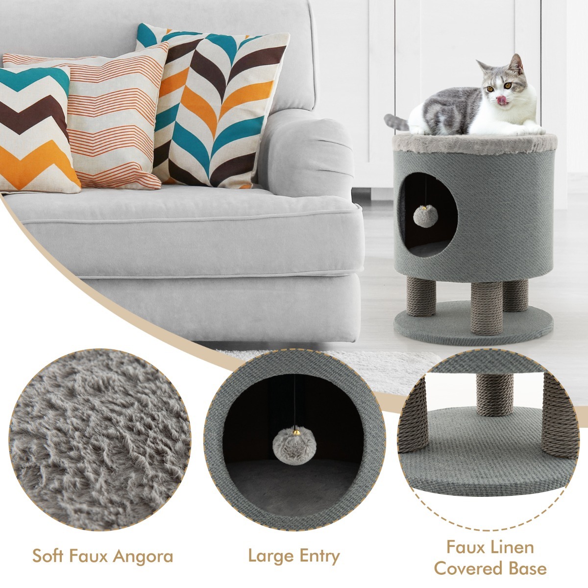 Furfurst Cat Condo Stool Pet House Ottoman Bed for Indoor Cats