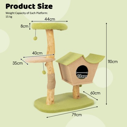 Furfurst 110CM Cat Tree with Padded Top Perch