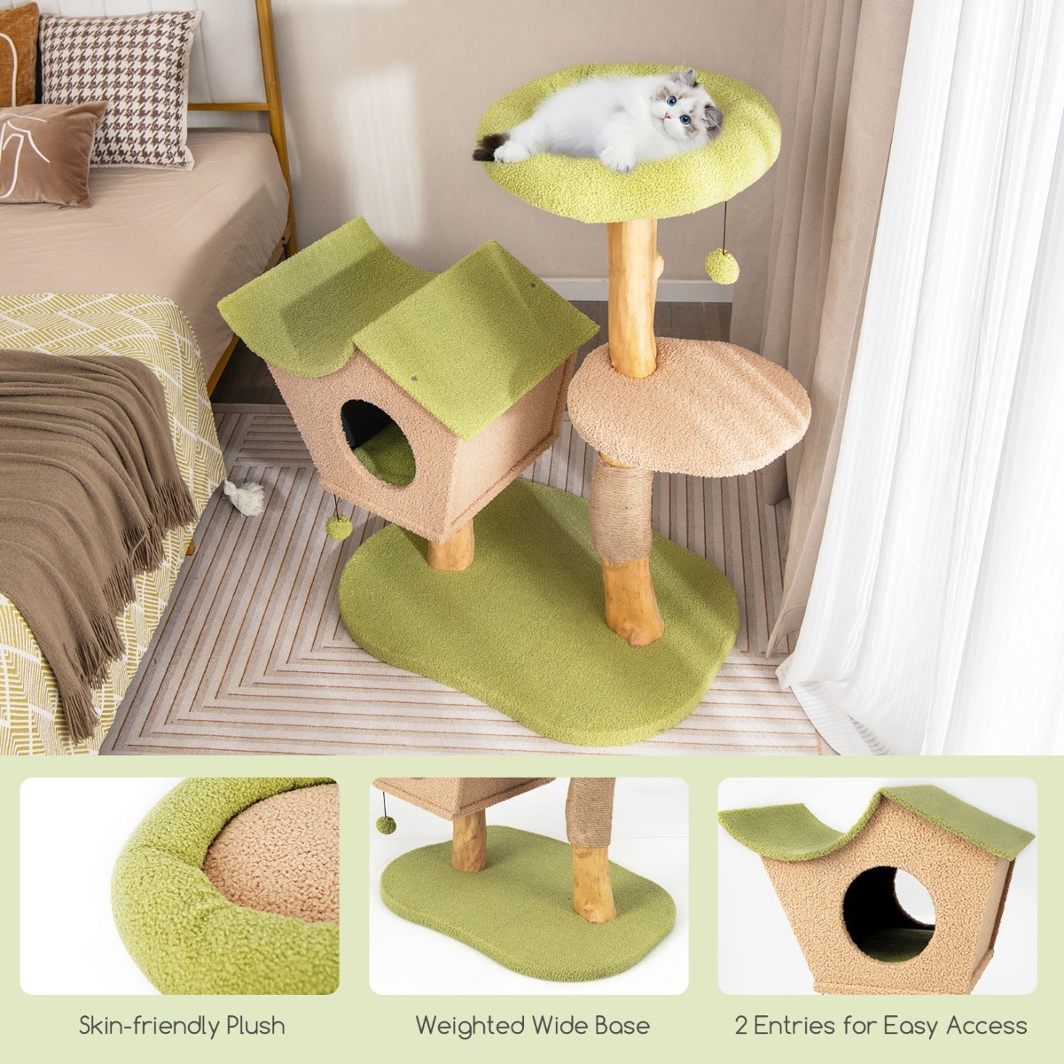 Furfurst 110CM Cat Tree with Padded Top Perch