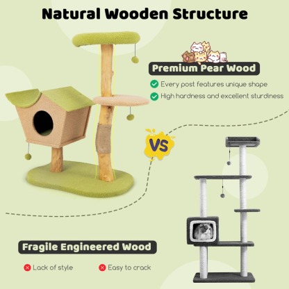 Furfurst 110CM Cat Tree with Padded Top Perch
