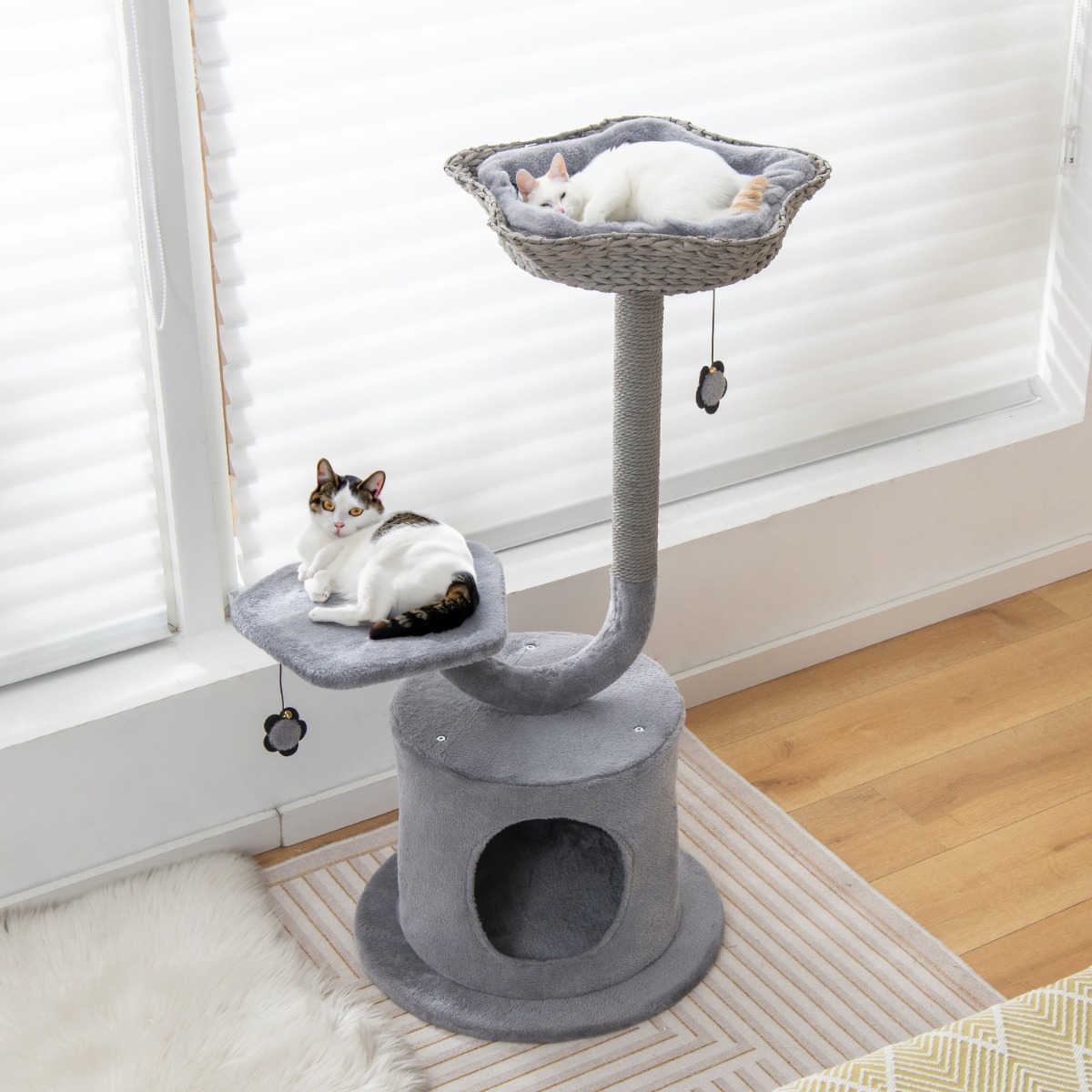 Furfurst 106 CM Tall Cat Tree with Curved Metal Supporting Frame