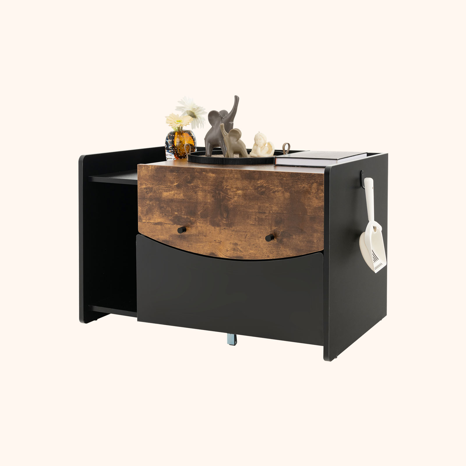 FurFurst Cat Litter Box Enclosure with Pull-out Drawer