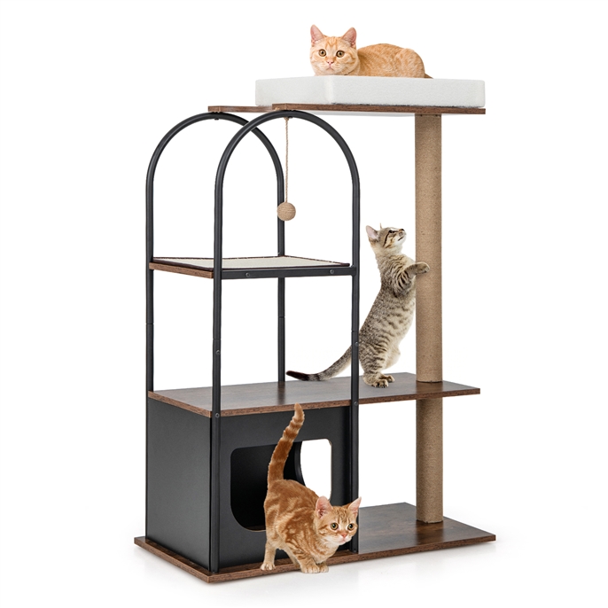 Furfurst 118 CM Tall Cat Tree Tower Top Perch Cat Bed with Metal Frame