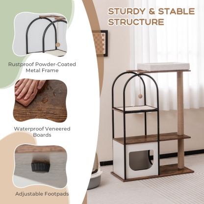 Furfurst 118 CM Tall Cat Tree Tower Top Perch Cat Bed with Metal Frame