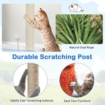 3-level Ocean-themed Cat Tree with Sisal Covered Scratching Posts