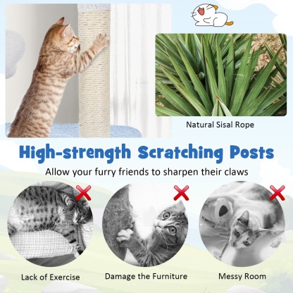 Furfurst Multi-level Ocean-themed Cat Tree with Sisal Covered Scratching Posts