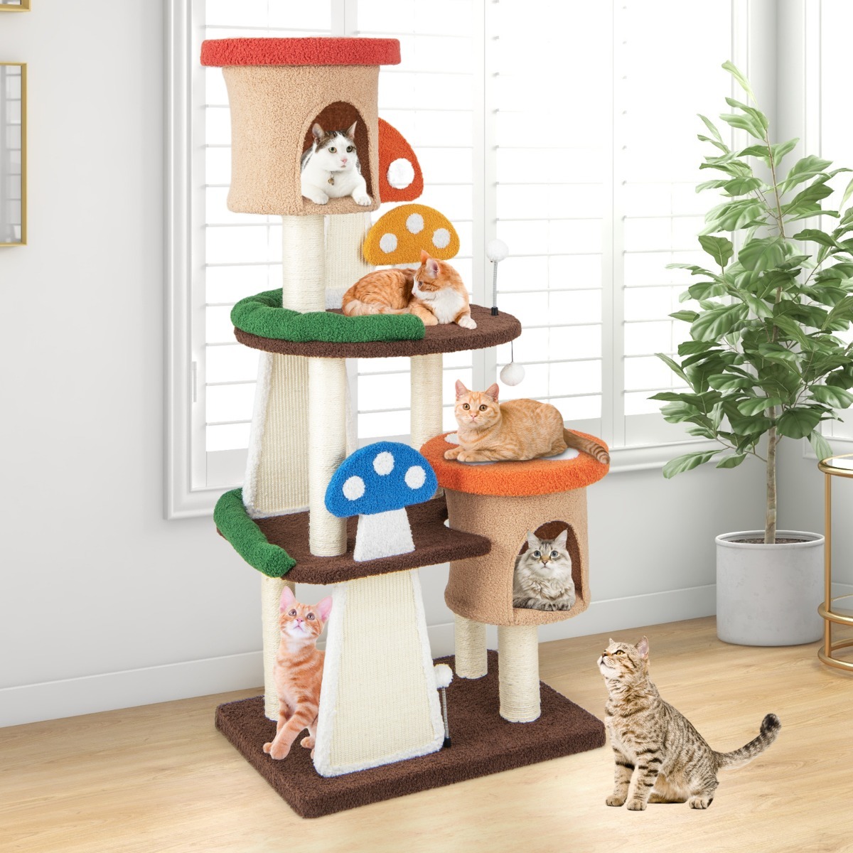 Furfurst 4-In-1 Cat Tree with Condo and Platform Cat Tower with Sisal Post