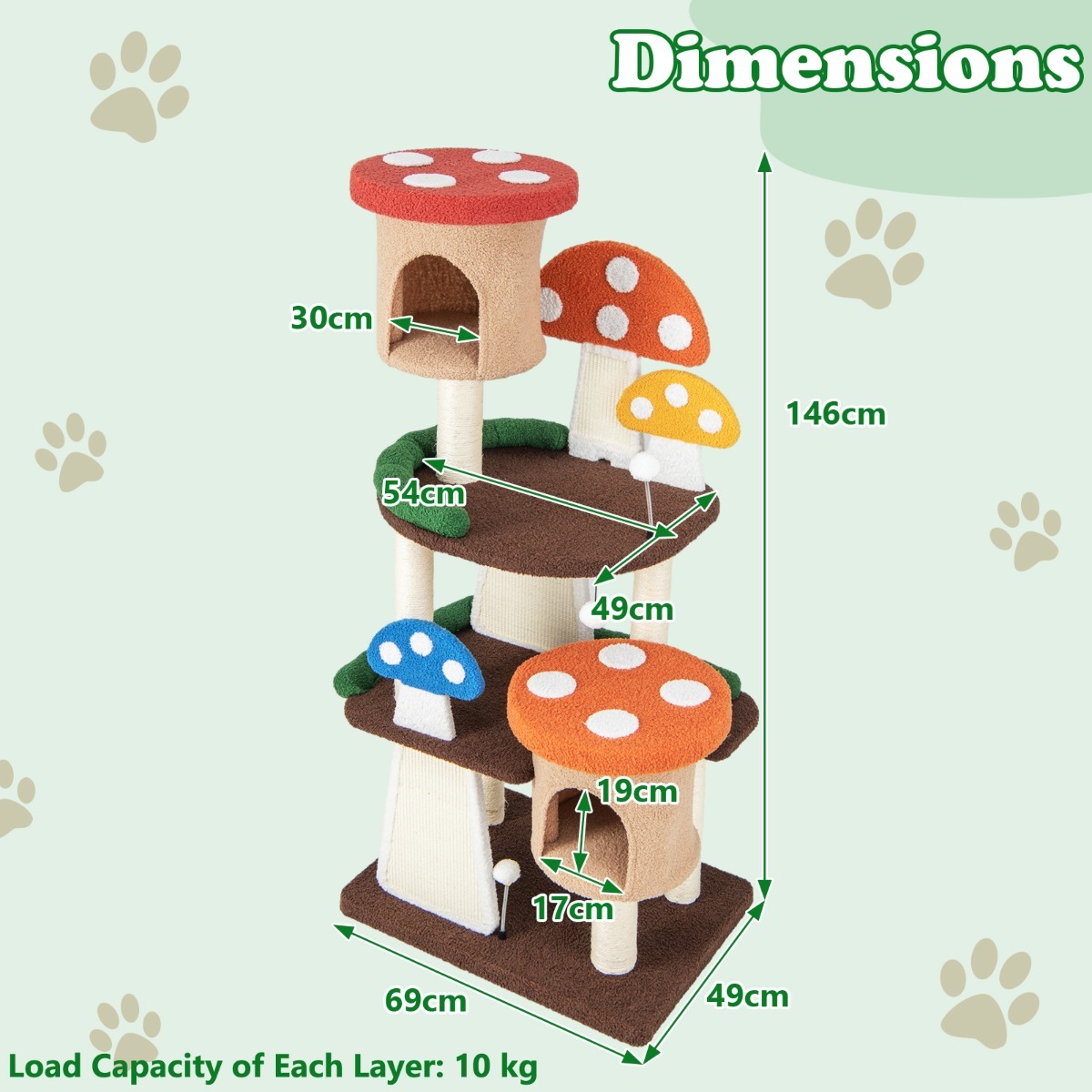 Furfurst 4-In-1 Cat Tree with Condo and Platform Cat Tower with Sisal Post