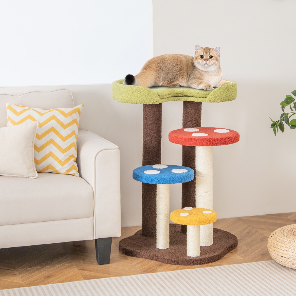 Furfurst Cat Tree Mushroom Cat Tower for Indoor Cats with Scratching Post