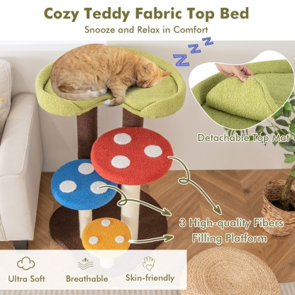 Furfurst Cat Tree Mushroom Cat Tower for Indoor Cats with Scratching Post
