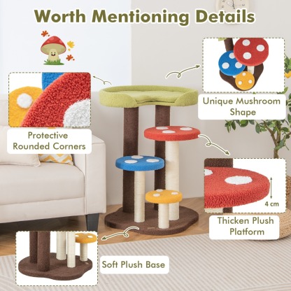Furfurst Cat Tree Mushroom Cat Tower for Indoor Cats with Scratching Post