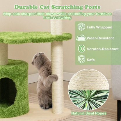 Furfurst 97CM Cute Cat Tree with Fully Wrapped Sisal Scratching Posts