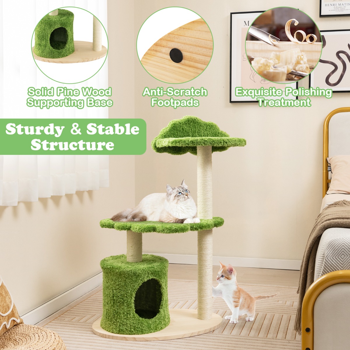 Furfurst 97CM Cute Cat Tree with Fully Wrapped Sisal Scratching Posts