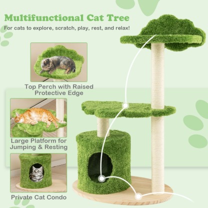 Furfurst 97CM Cute Cat Tree with Fully Wrapped Sisal Scratching Posts