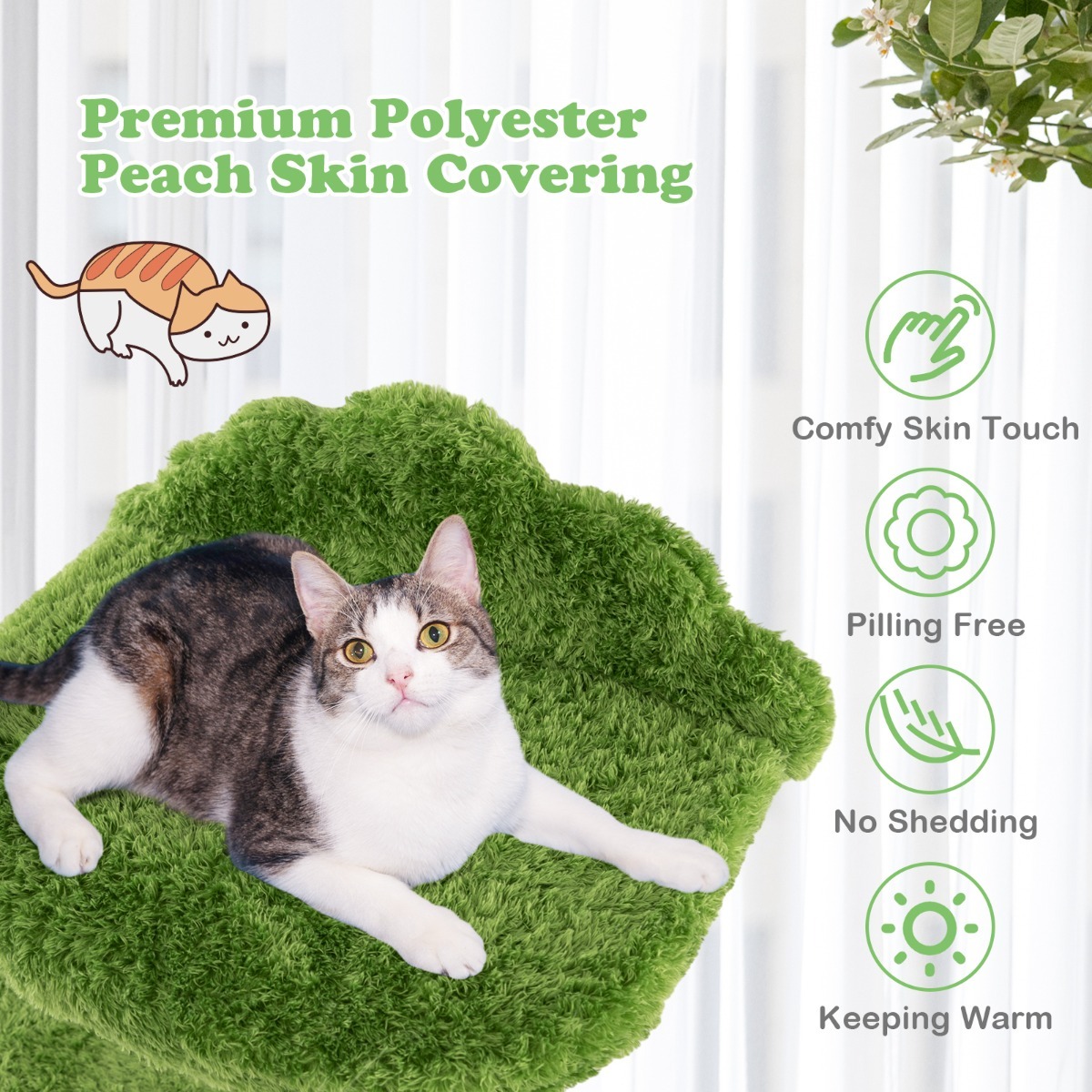 Furfurst 97CM Cute Cat Tree with Fully Wrapped Sisal Scratching Posts