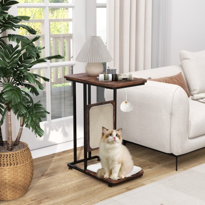 Furfurst Cat Tree and End Table with Scratching Board for Living Room Bedroom