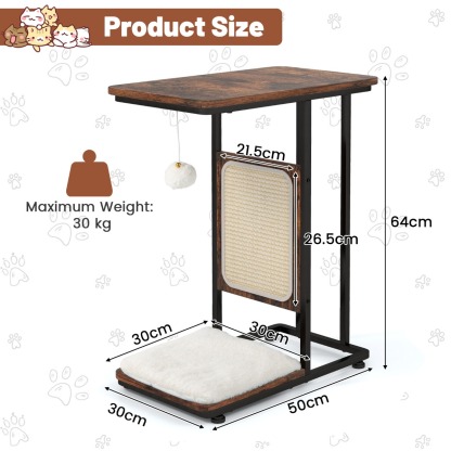 Furfurst Cat Tree and End Table with Scratching Board for Living Room Bedroom