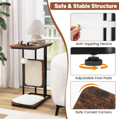 Furfurst Cat Tree and End Table with Scratching Board for Living Room Bedroom