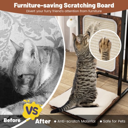 Furfurst Cat Tree and End Table with Scratching Board for Living Room Bedroom