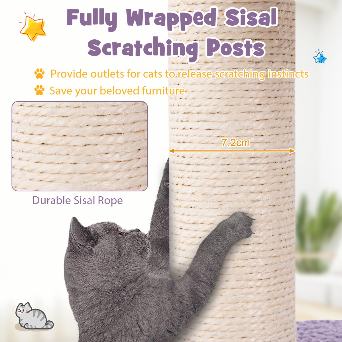 Furfurst 158CM Multi-level Cat Tree with Ladder and Sisal Covered Scratching Posts