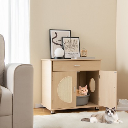 Furfurst Cat Litter Box Enclosure with Sisal Scratching Doors