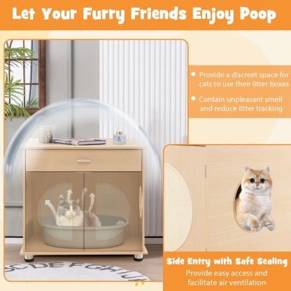 Furfurst Cat Litter Box Enclosure with Sisal Scratching Doors