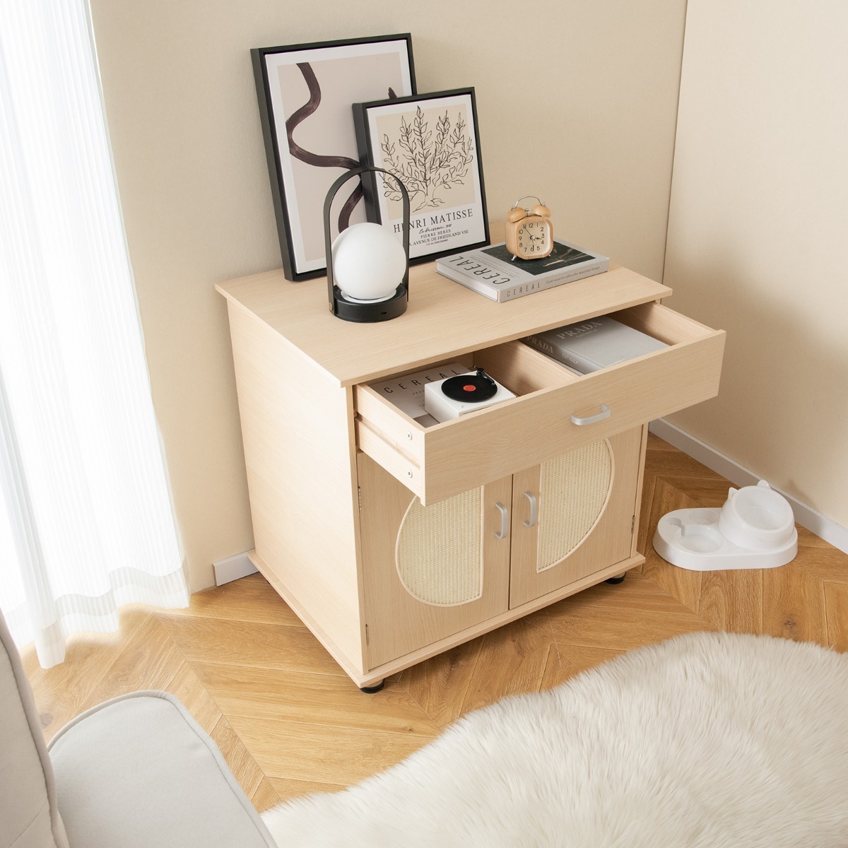 Furfurst Cat Litter Box Enclosure with Sisal Scratching Doors