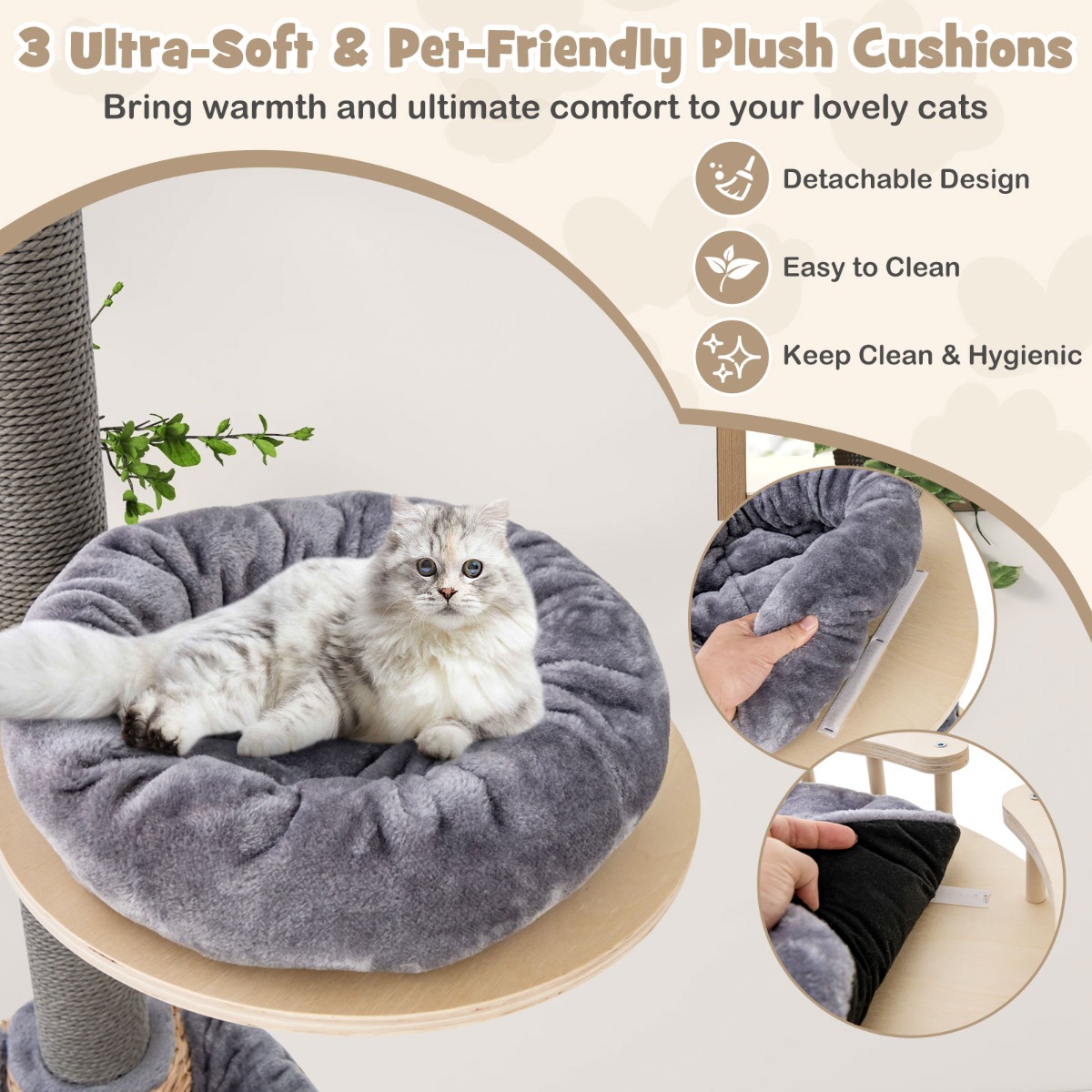 Furfurst Floor to Ceiling Cat Tree with 2.3-2.7m Adjustable Height for Indoor Kittens and Adult Cats