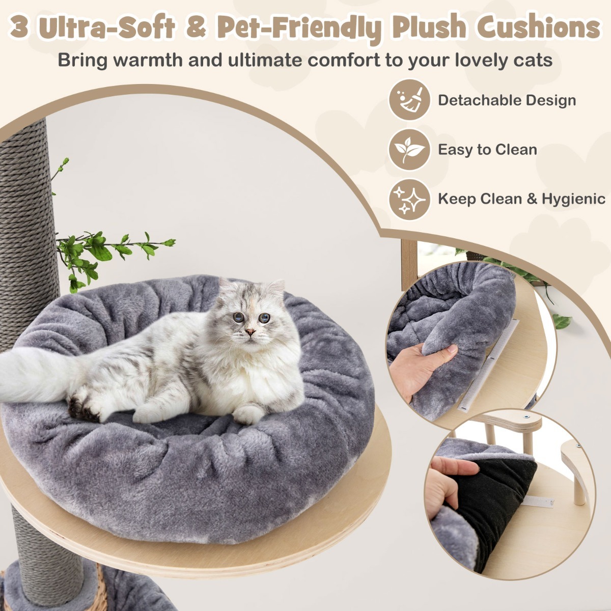 Furfurst Floor to Ceiling Cat Tree with 2.3-2.7m Adjustable Height for Indoor Kittens and Adult Cats