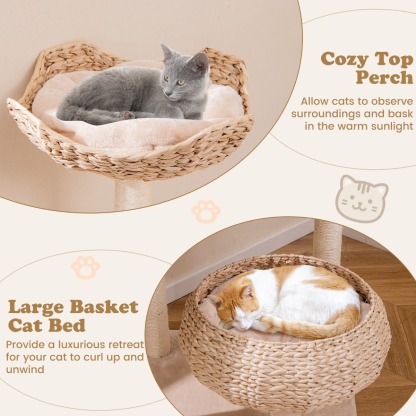 Furfurst 146cm Cattail Cat Tower with Sisal Scratching Posts Perch