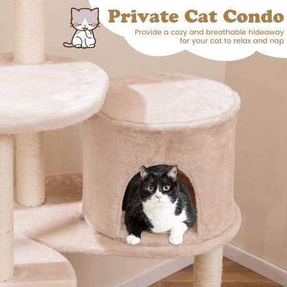 Furfurst 146cm Cattail Cat Tower with Sisal Scratching Posts Perch